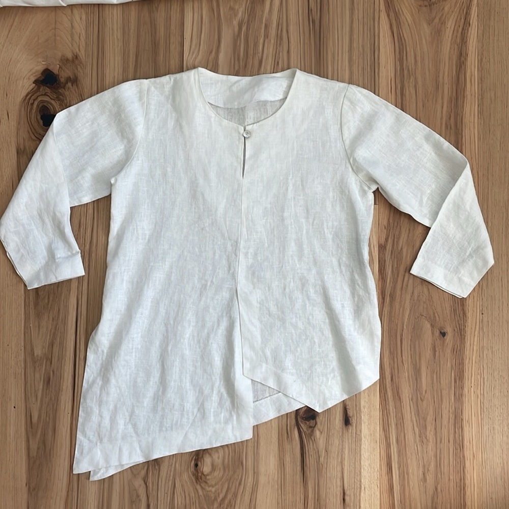 Heydari Linen Asymmetrical Linen Tunic Blouse Women Size small